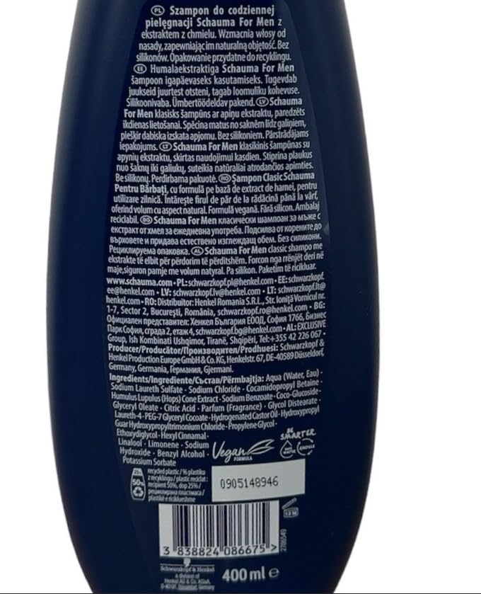 Schauma - Schwarzkopf Mens Hair Shampoo 250 Ml - Image 2